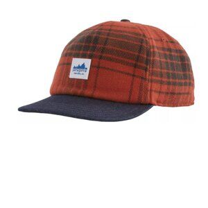 Patagonia Men's Range Cap Burnished Red Plaid Hat NWT Hat Organic Cotton Canvas